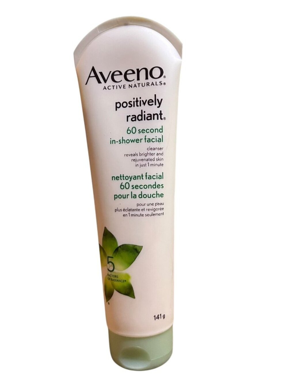 Aveeno Positively Radiant 60 Second In Shower Facial AHA Exfoliate Cleanser 5 oz